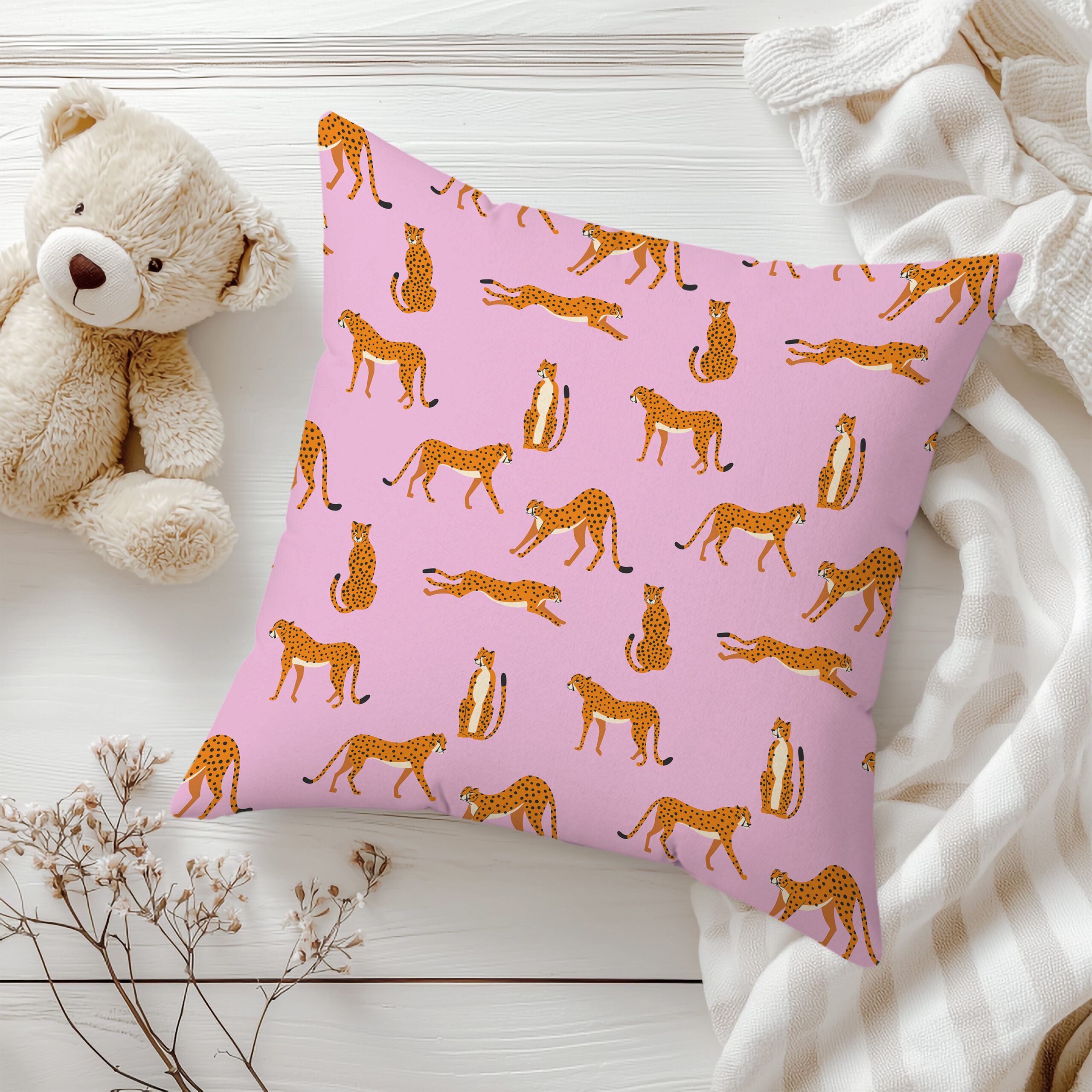 LEO LICE 45X45 CM ДЕКОРАТИВНА ВЪЗГЛАВНИЦА - ЛЕОПАРД С РАЙЕ - Image 1