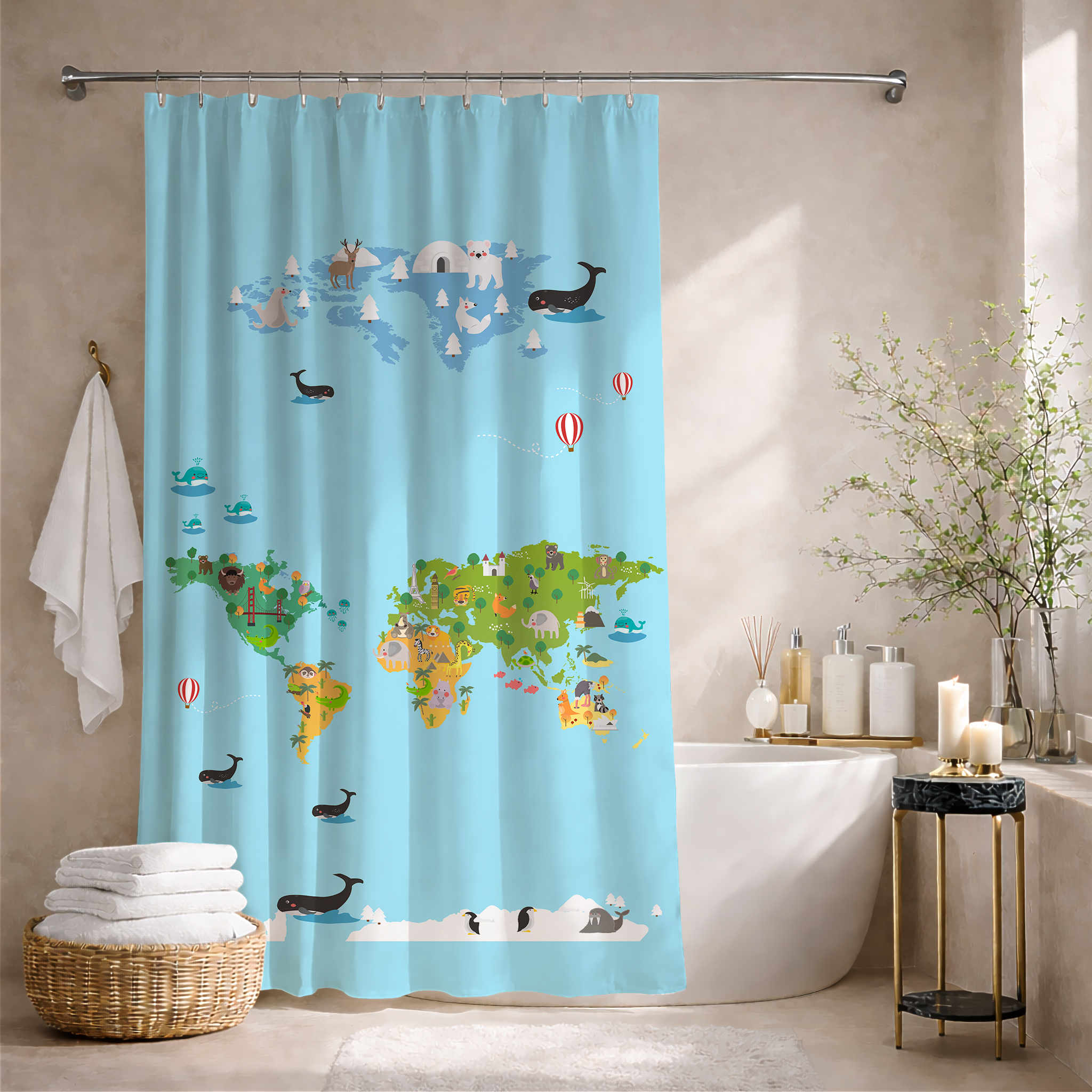 MAP MOCKUP ЗАВЕСА ЗА БАНЯ - АТЛАС НА СВЕТА - Image 1