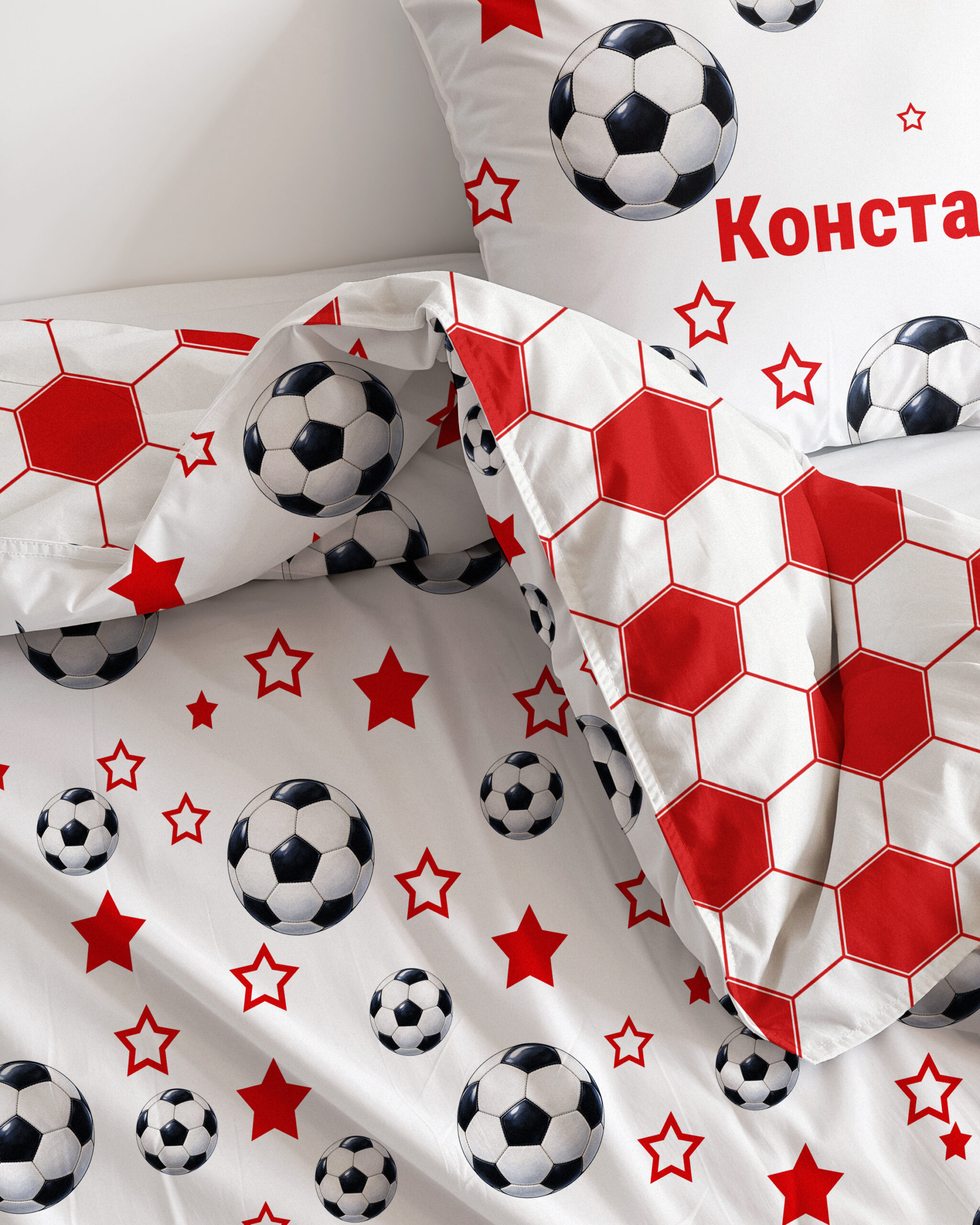 FOOTBALL 8-01 Бебешко футболно спално бельо с персонализирано име
