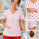 Работна медицинска туника RED HEARTS от Maison Mishú